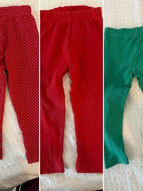 Luigi Kids Leggings Bundle of 3 Size 24M/2T Red Green Polka Dot Christmas